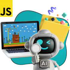 Язык программирования JavaScript + AI. Проектное обучение + геймификация + AI-помощники - КИБЕРшкола программирования для детей, компьютерные курсы для школьников, начинающих и подростков - KIBERone г. Бутырский
